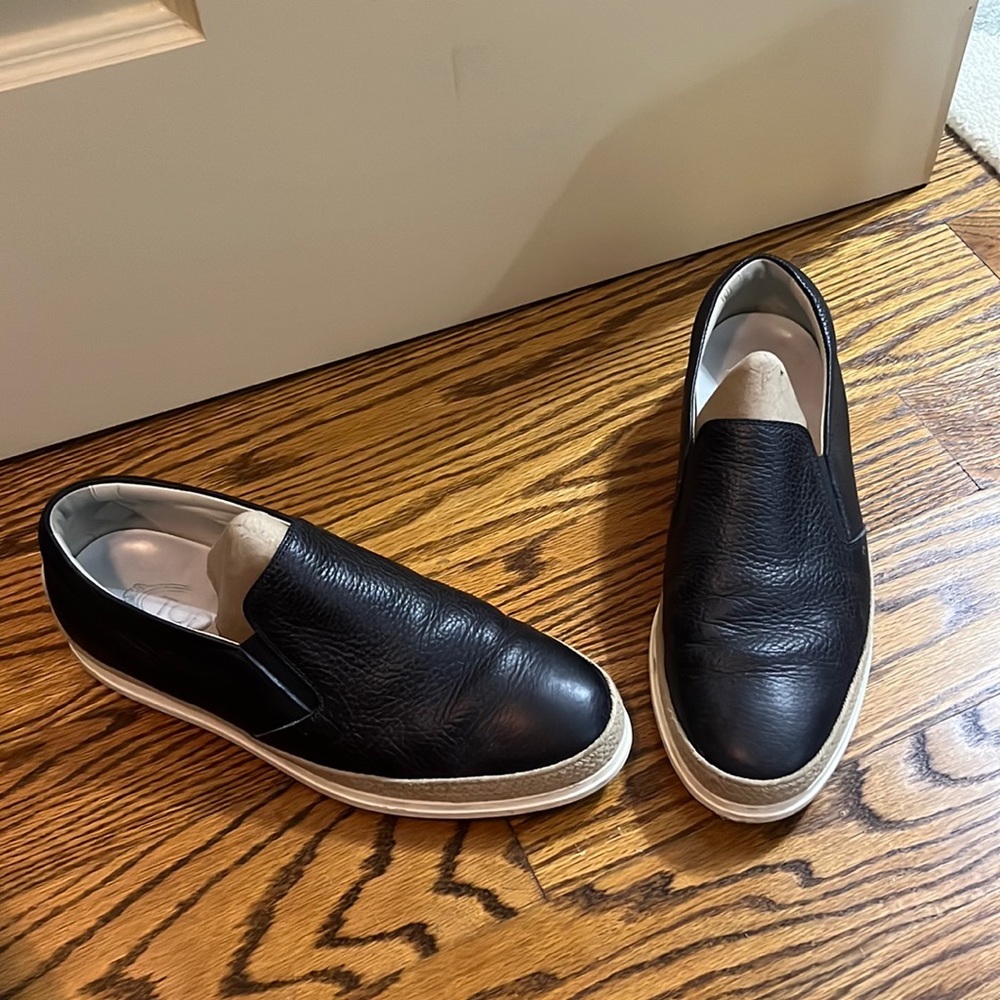 Tod’s Blue Leather and White Slip On Loafers